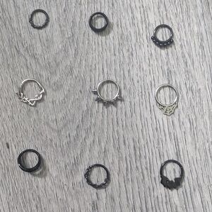 Lot of 9 Septum Clickers 8mm & 10mm Earrings Goth Alternative Piercing
